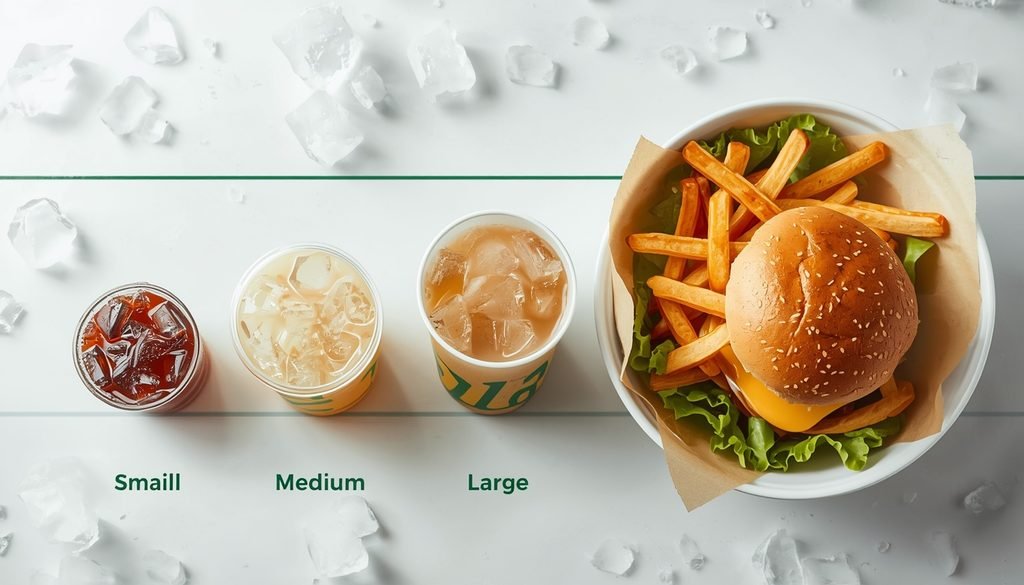 Subway fountain drink sizes and serving size calorie comparison
