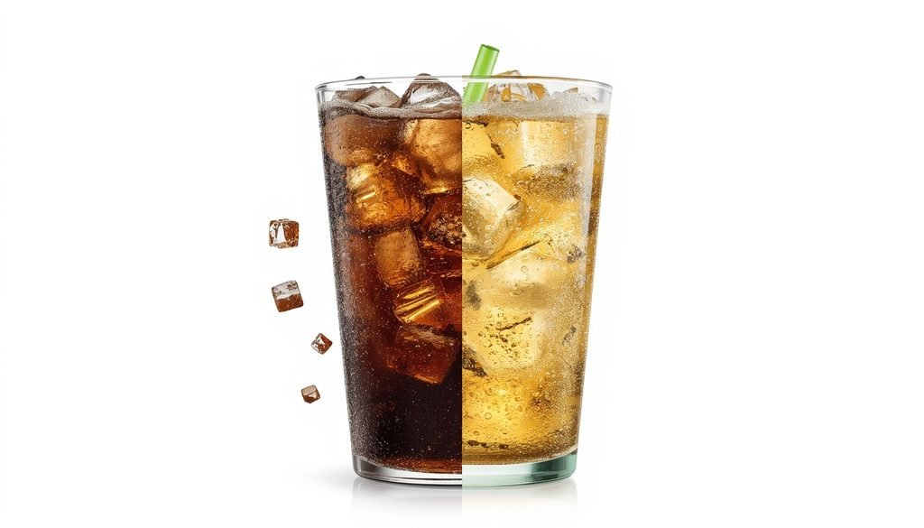 Low calorie Subway drinks including water, unsweetened tea, and zero-sugar soda