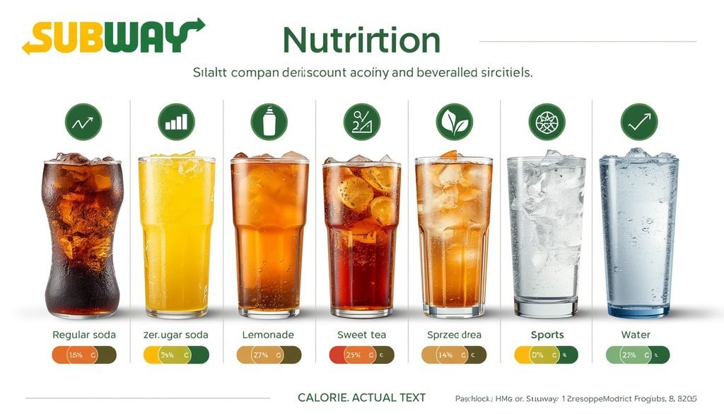 Subway drink calories comparison for soda, zero-sugar drinks, lemonade, tea, sports drinks, and water